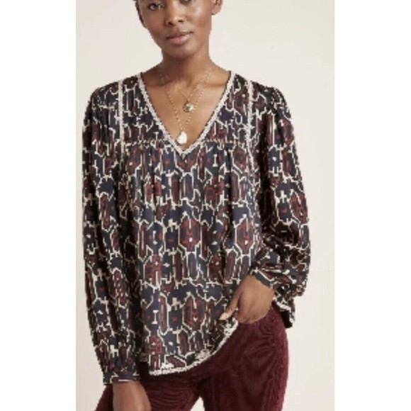 Anthropologie Maeve Blouse Veda Embroidered‎ Size Small Boho Peasant - Picture 1 of 12